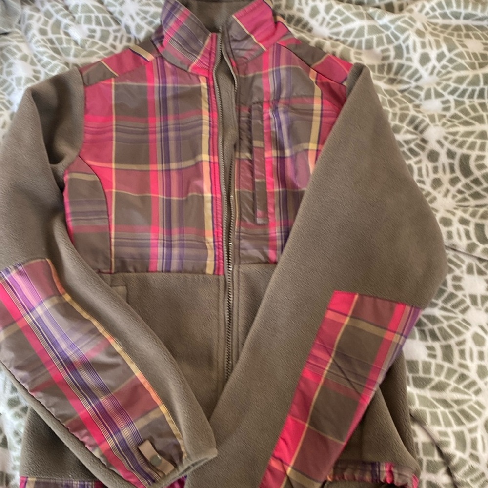 Brown and pink plaid jacket
